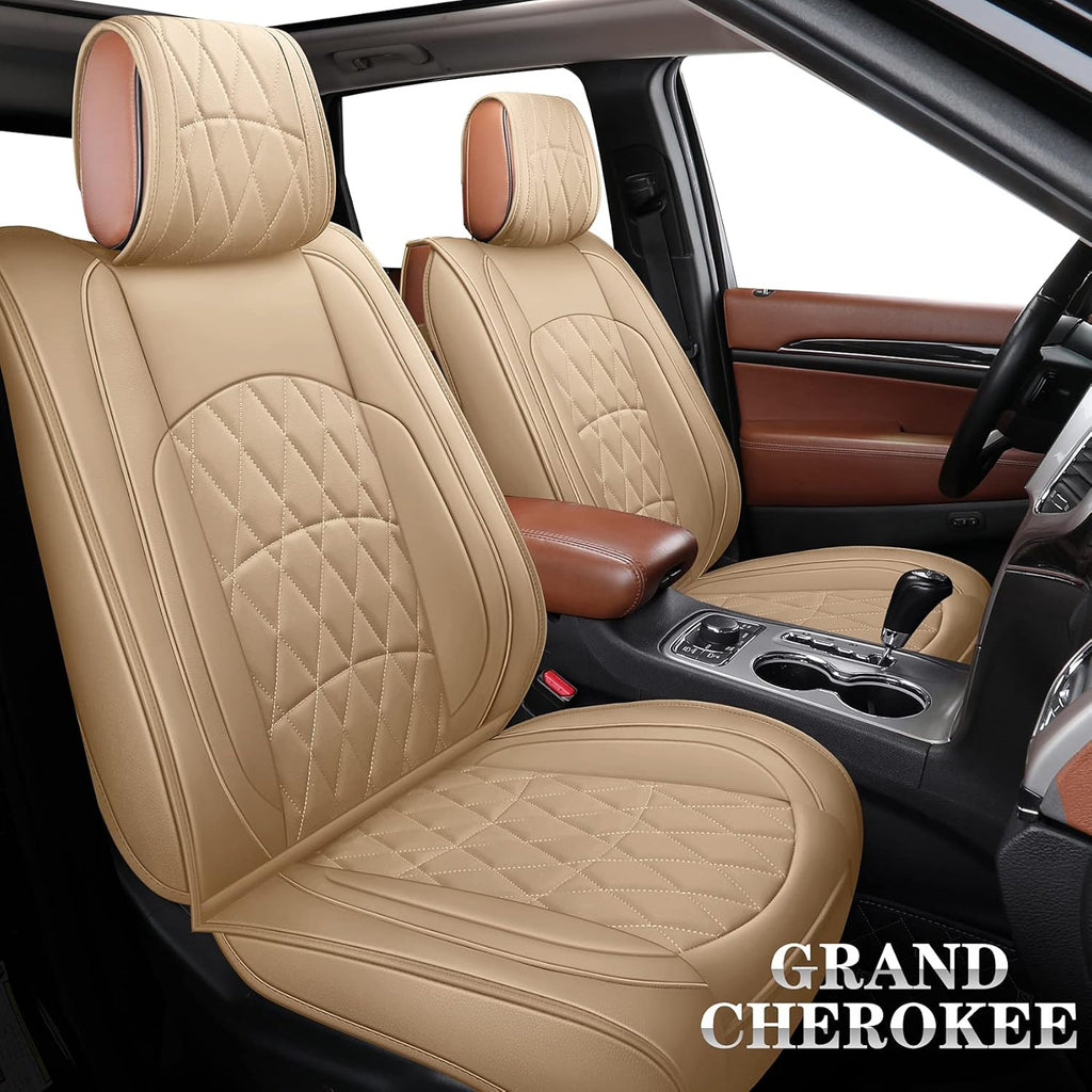 Jeep Grand Cherokee Front Seat Covers 2 PCS Waterproof Leather Black-Red O30766