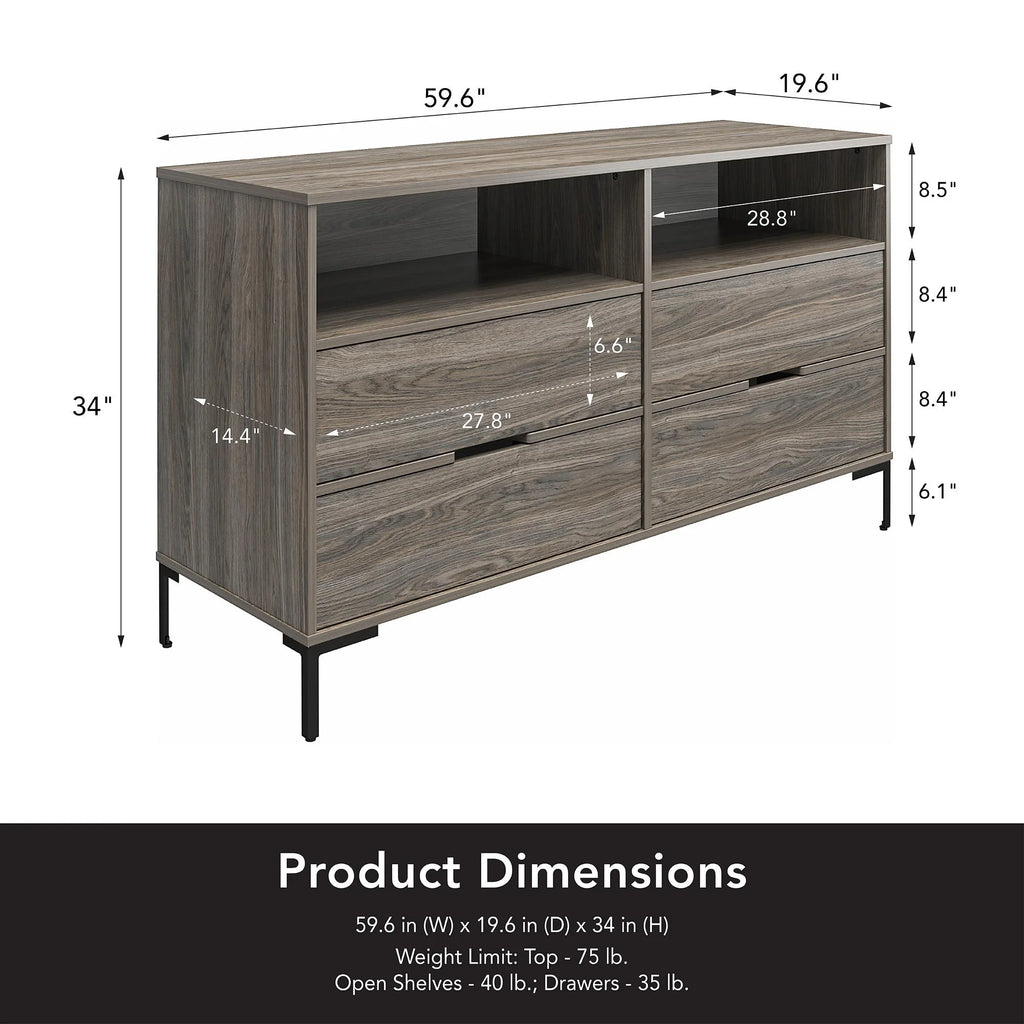 Weathered Oak Wide Dresser J208488