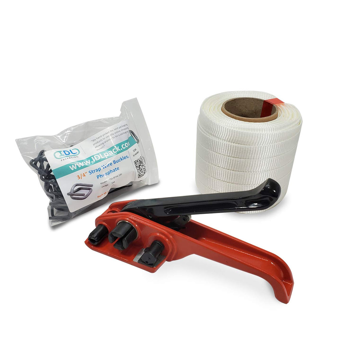 3/4" x 1000' Woven Cord Strapping Kit with Polyester Cord Strapping Tensioner, Strapping Buckles and Woven Cord Strapping Roll N698178