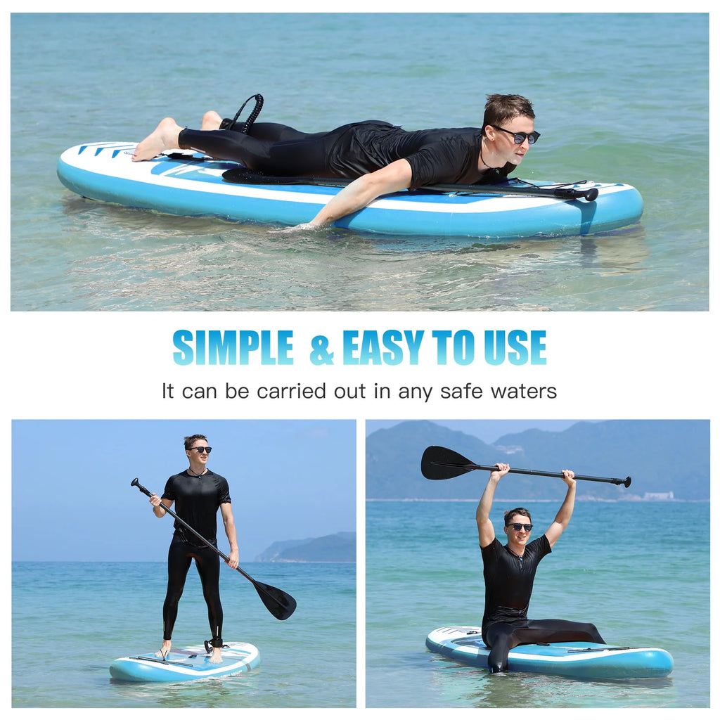 Inflatable Stand Up Paddle Board with 3 Fins, Adjustable Paddle, Pump & Carrying Backpack M341