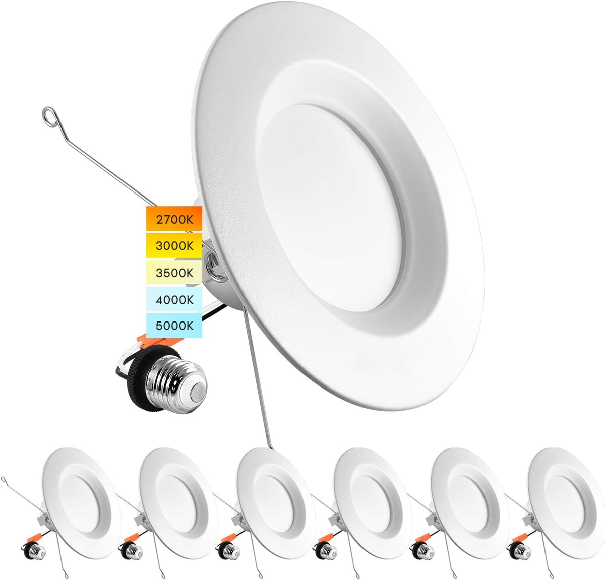 5/6 Inch LED Recessed Retrofit Downlight, 14W, Color Selectable, Dimmable, 12 Pack G759