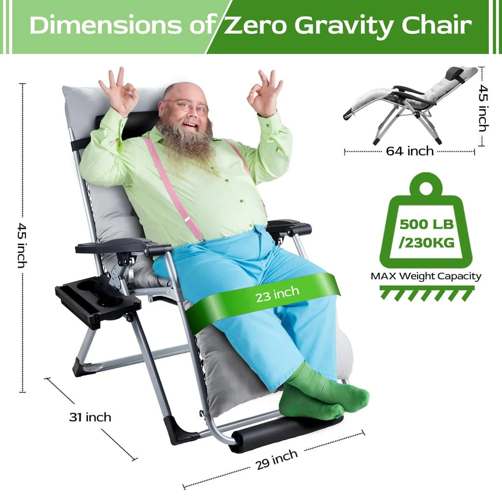 Oversized Gray Ergonomic Folding Recliner Chair V803
