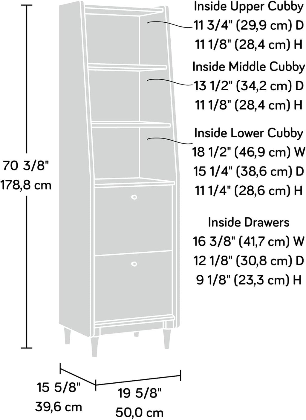 Narrow Bookcase, Grand Walnut finish, Pack of 2 K974