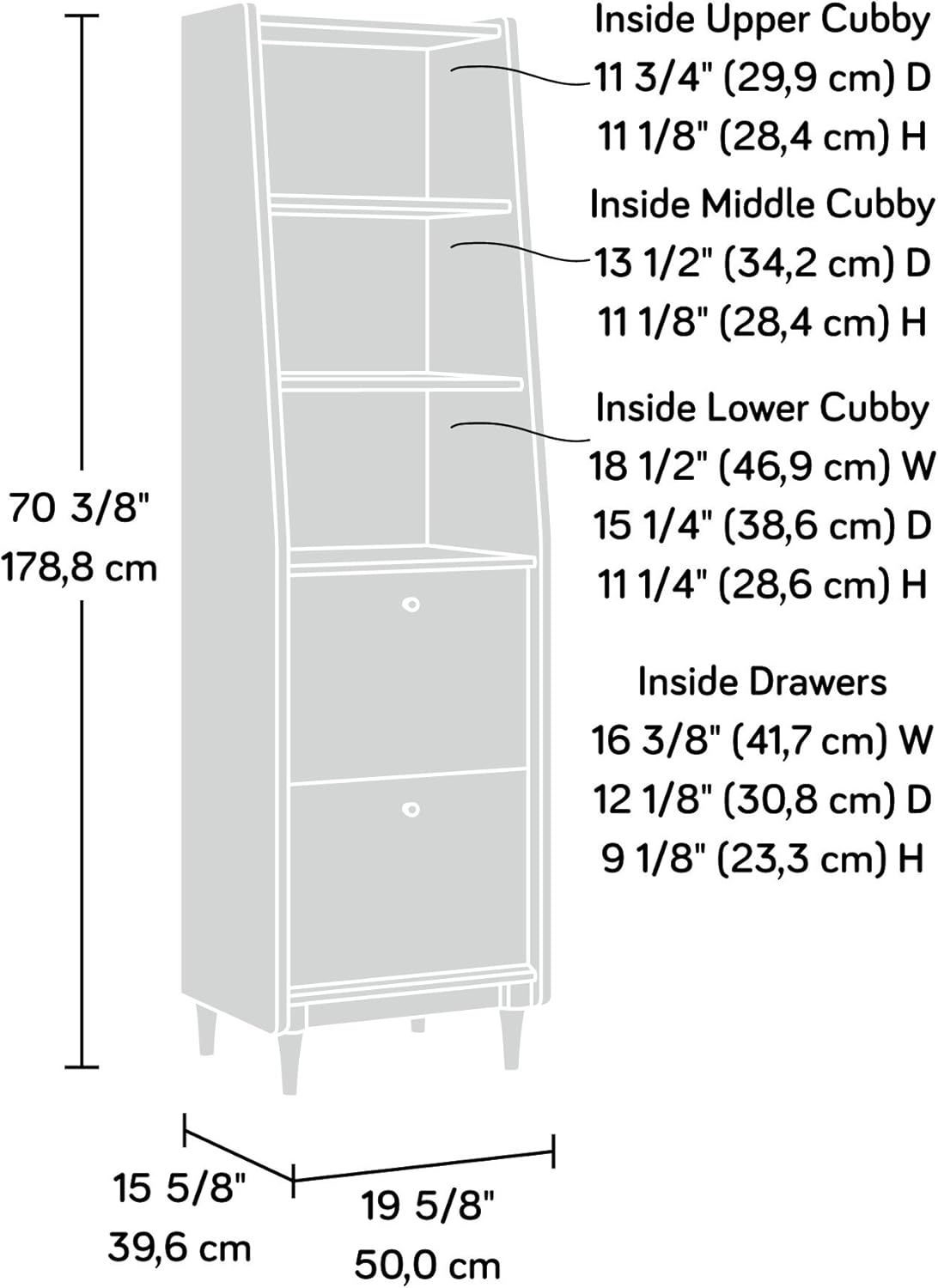 Narrow Bookcase, Grand Walnut finish, Pack of 2 K974