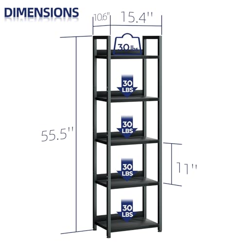 5 Tier Black Bookshelf I82173