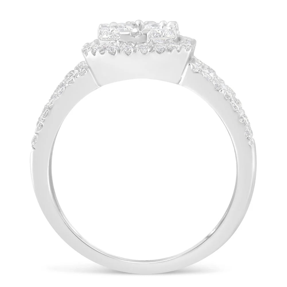 14K White Gold Diamond Cluster Ring V803