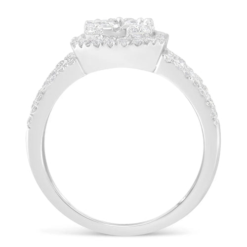 14K White Gold Diamond Cluster Ring V803