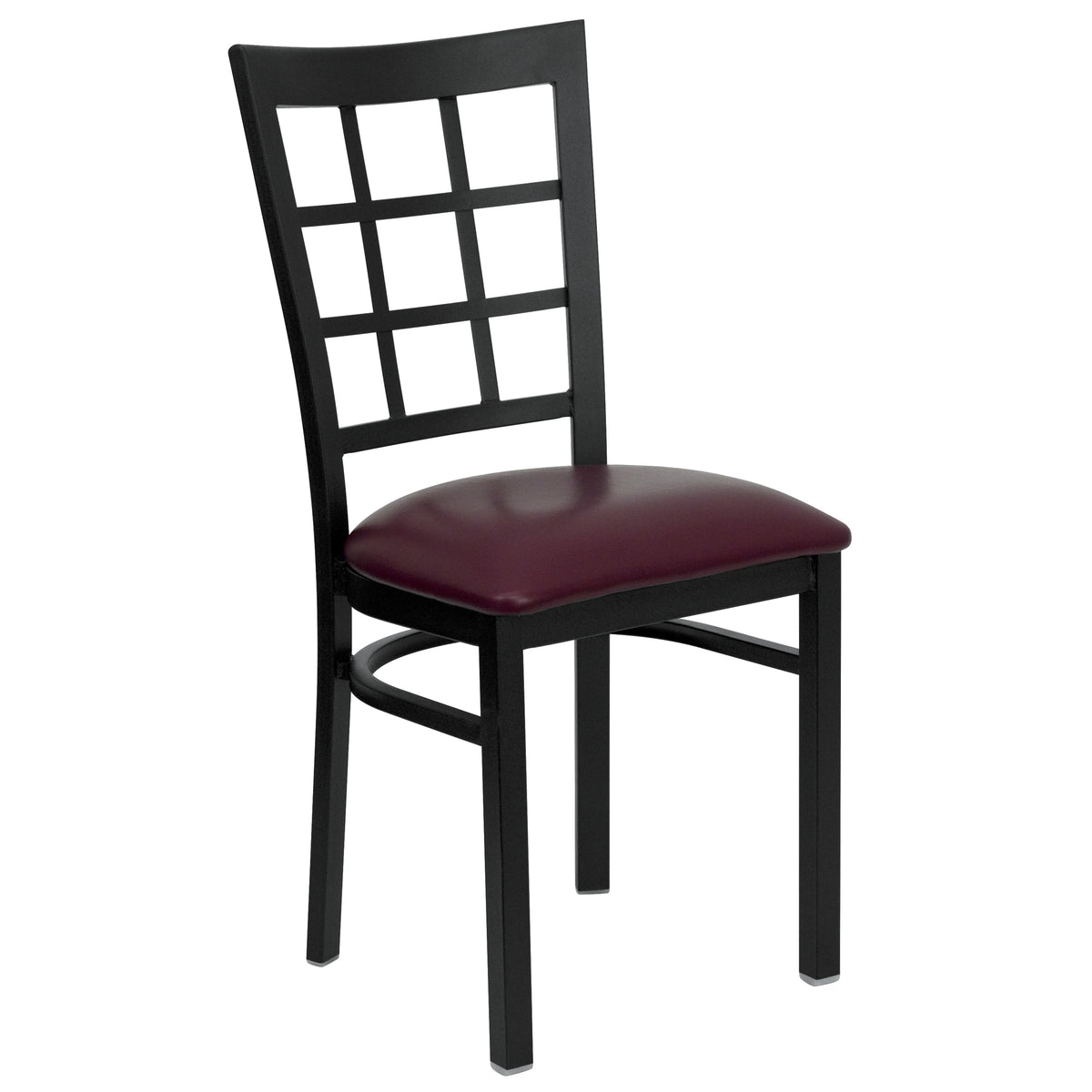 Burgundy Vinyl Seat Metal Restaurant Chair G2582
