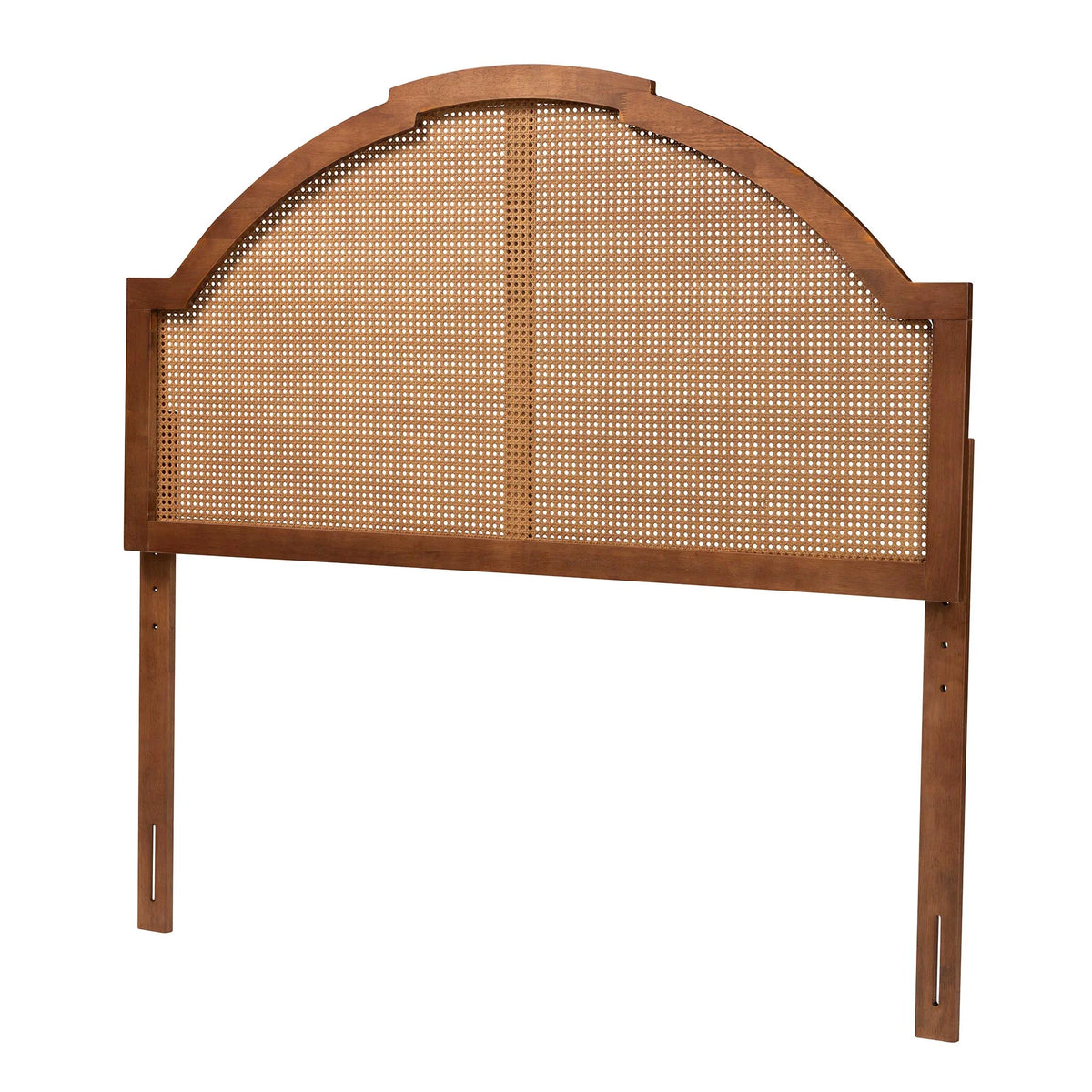 Ash Walnut Finished Wood King Size Headboard with Rattan Y2136
