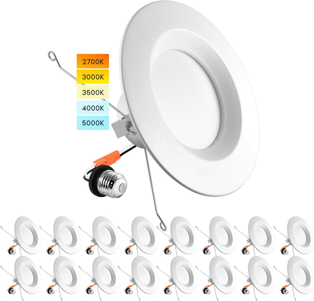 5/6 Inch LED Recessed Retrofit Downlight, 14W, Color Selectable, Dimmable, 12 Pack G759