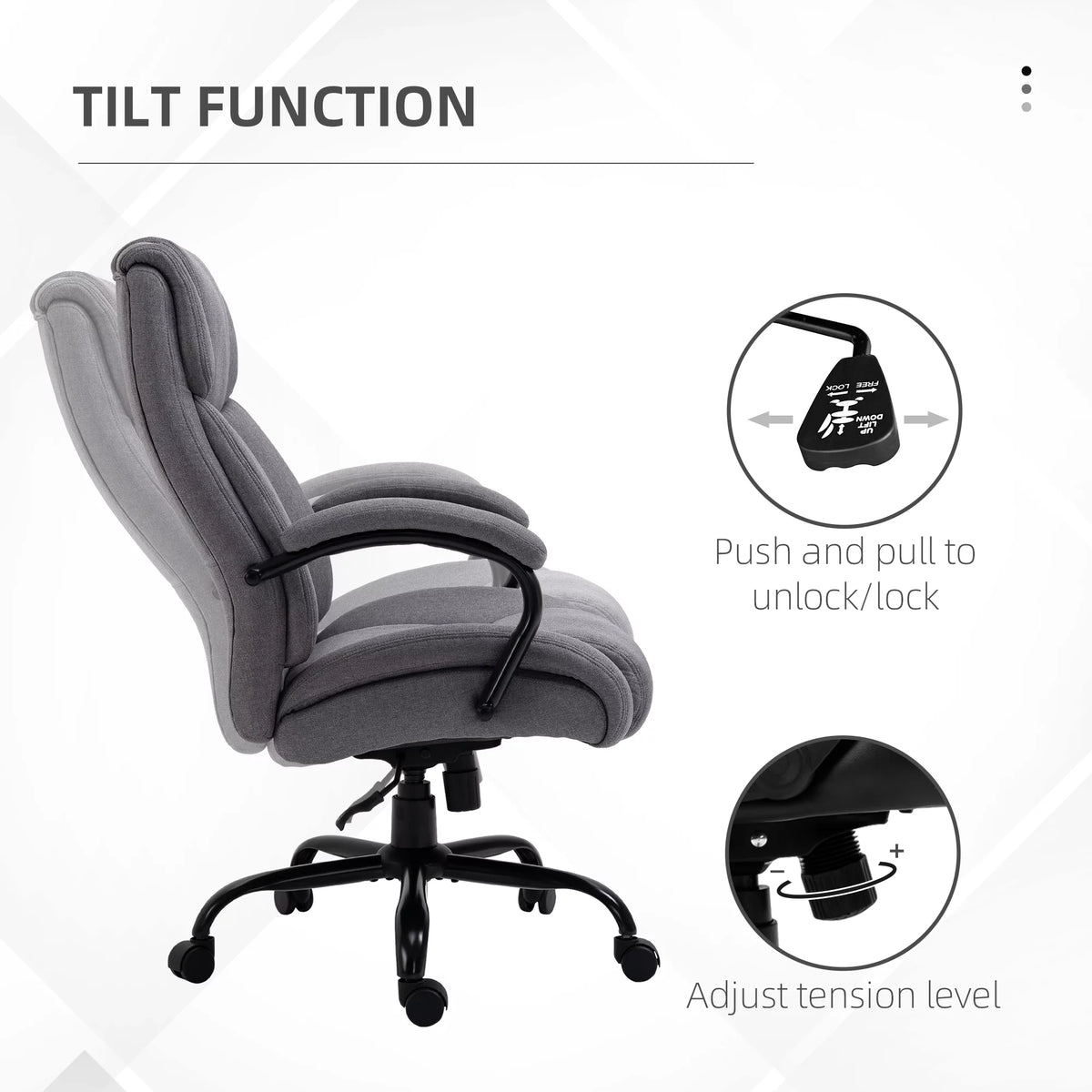 Light Grey Linen Fabric High Back Executive Office Chair E670941