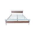 King Metal Platform Bed Frame with Wood Headboard and Footboard White D5562