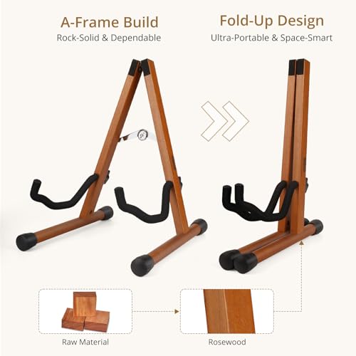 Hardwood Black Foldable Guitar Stand E873016