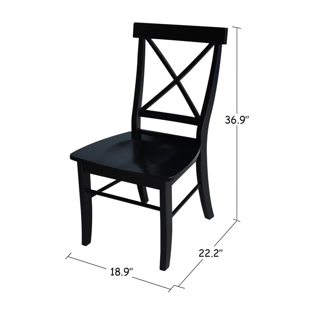 36 inch Dual Drop Leaf Dining Table with Two X-back Chairs in Black Z3579