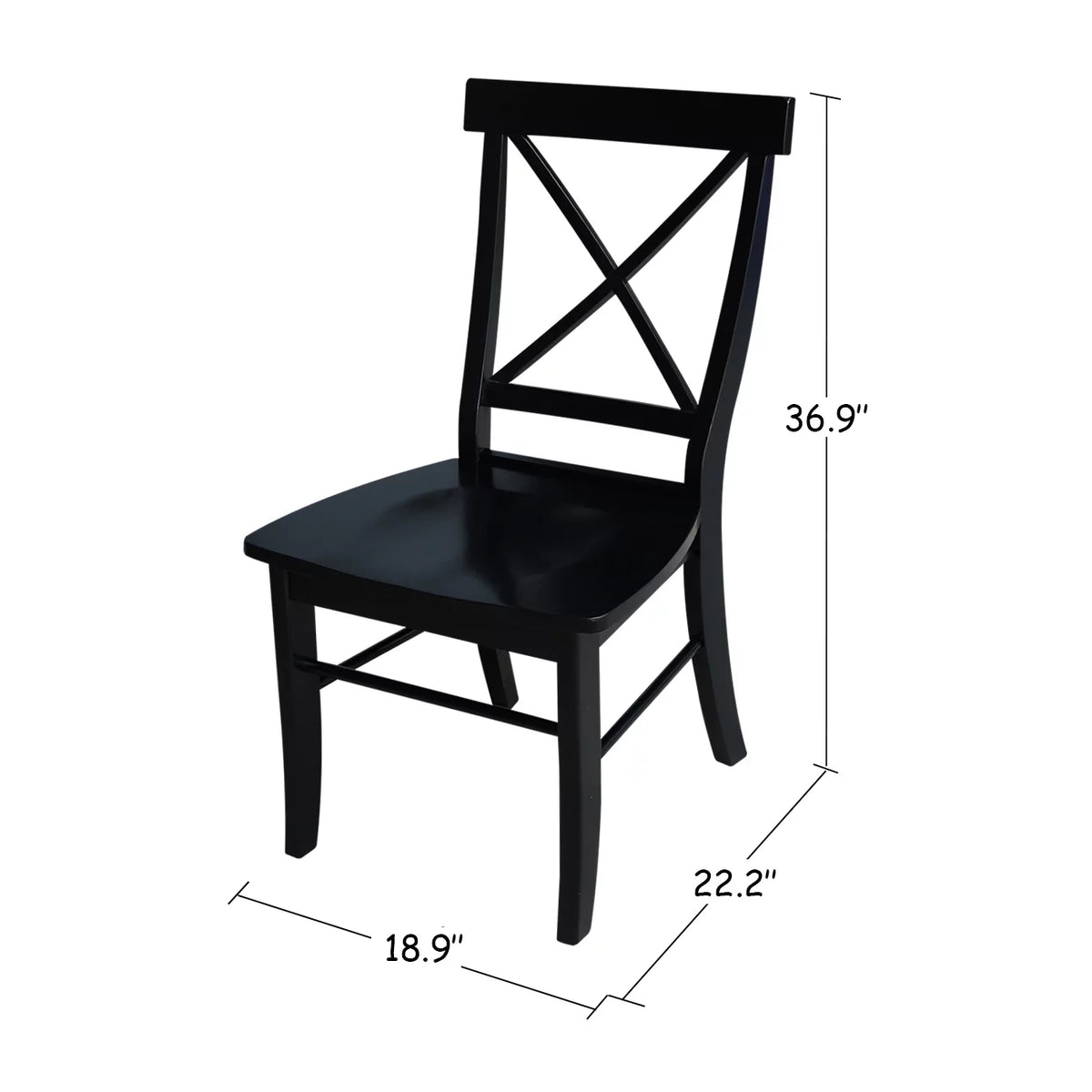 36 inch Dual Drop Leaf Dining Table with Two X-back Chairs in Black Z3579
