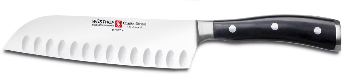 7-Inch Santoku Hollow Edge Black Knife G399829