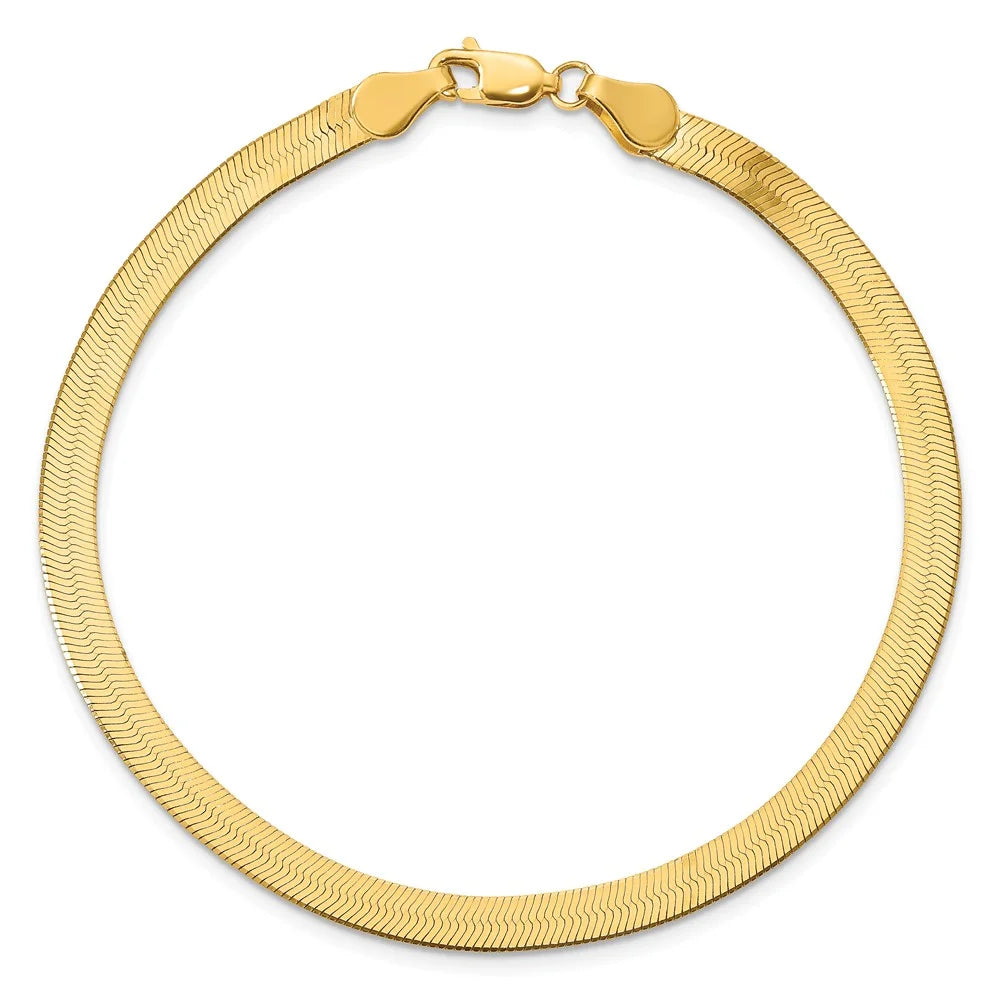 14kt Yellow Gold 4mm Herringbone Chain Bracelet 8 inch H323256