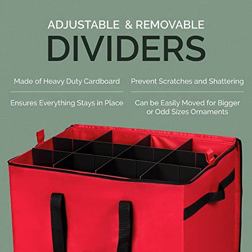 Christmas Ornament Storage Container with 4 Individual Trays, Heavy Duty 600D Tear Resistant Material R918