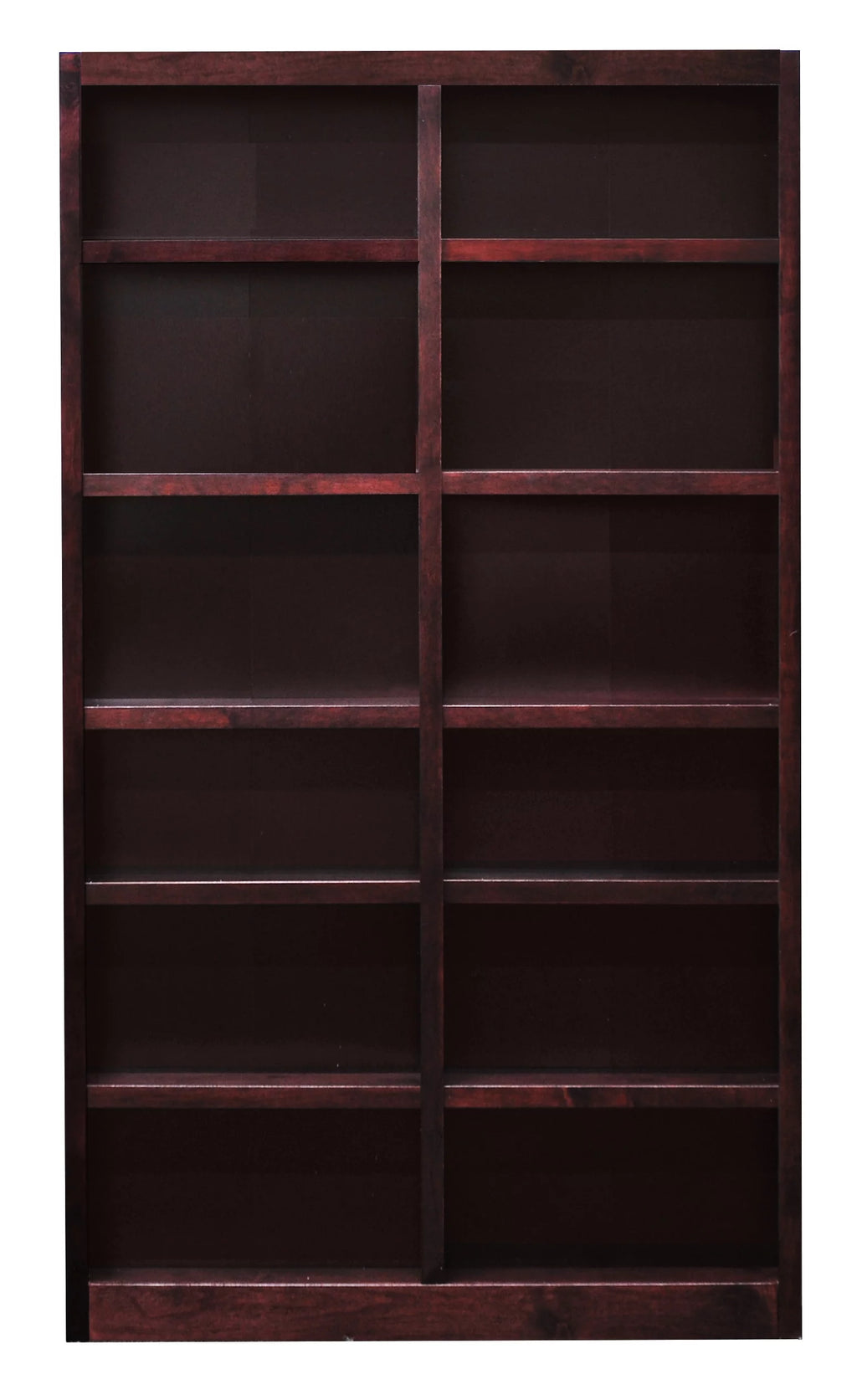 12 Shelf Double Wide Wood Bookcase, 84 inch Tall - Cherry Finish E590641