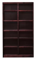 12 Shelf Double Wide Wood Bookcase, 84 inch Tall - Cherry Finish E590641