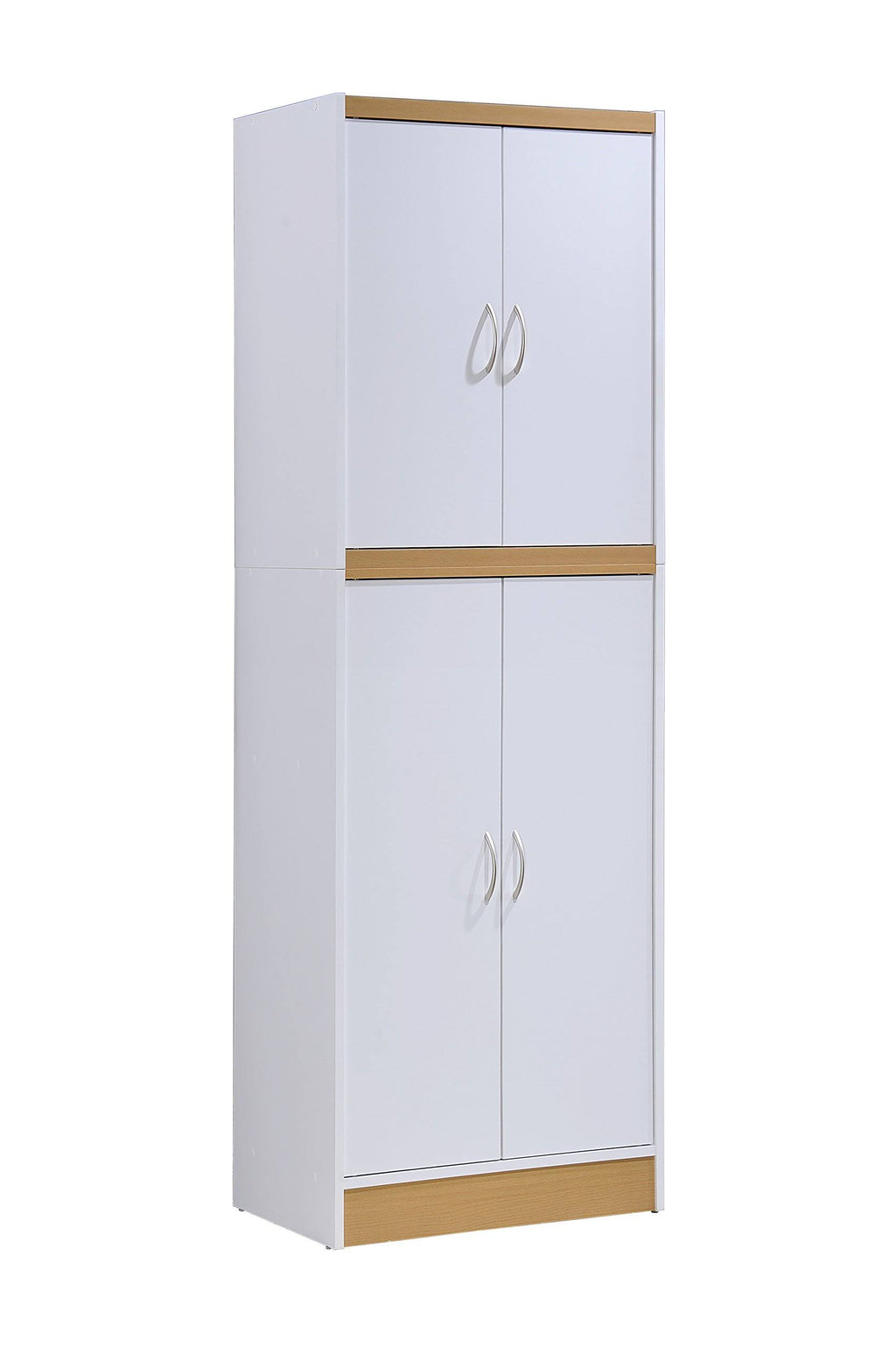 White 4-Door Kitchen Pantry Cabinet with 4 Shelves H42831