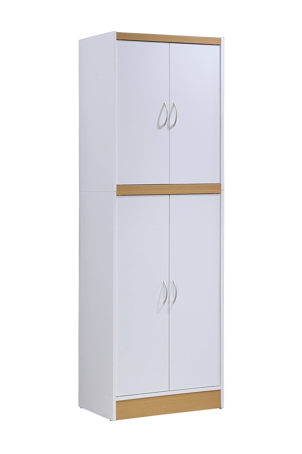 White 4-Door Kitchen Pantry Cabinet with 4 Shelves H42831