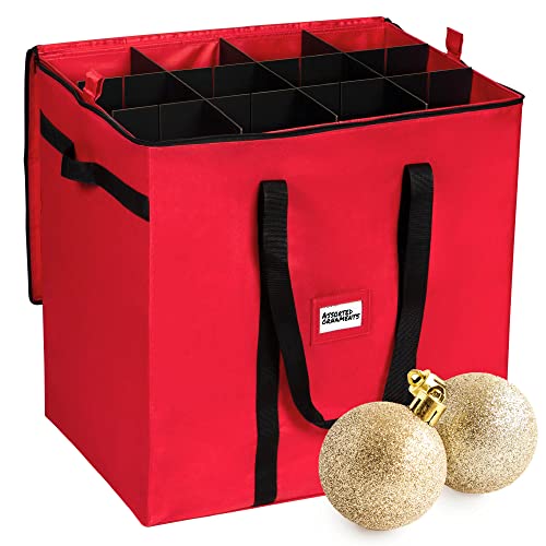Christmas Ornament Storage Container with 4 Individual Trays, Heavy Duty 600D Tear Resistant Material R918