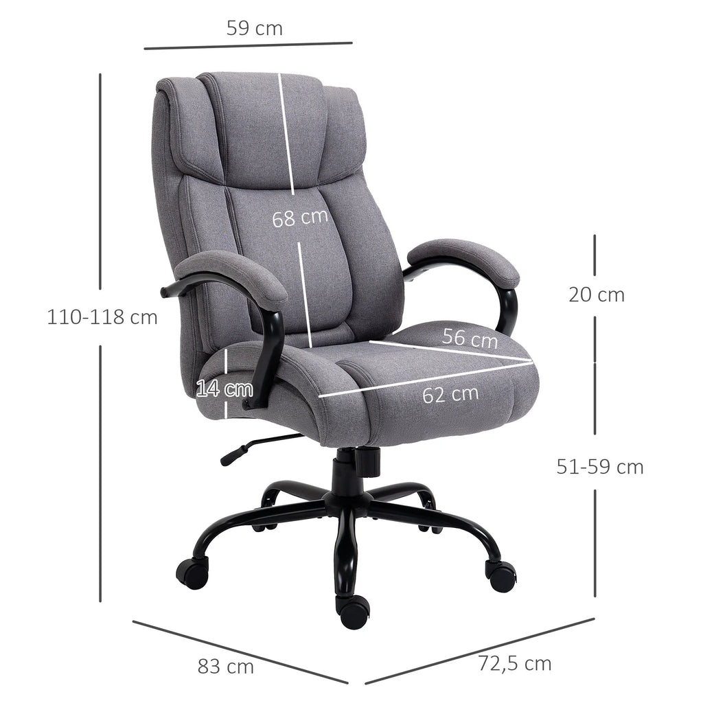 Light Grey Linen Fabric High Back Executive Office Chair E670941