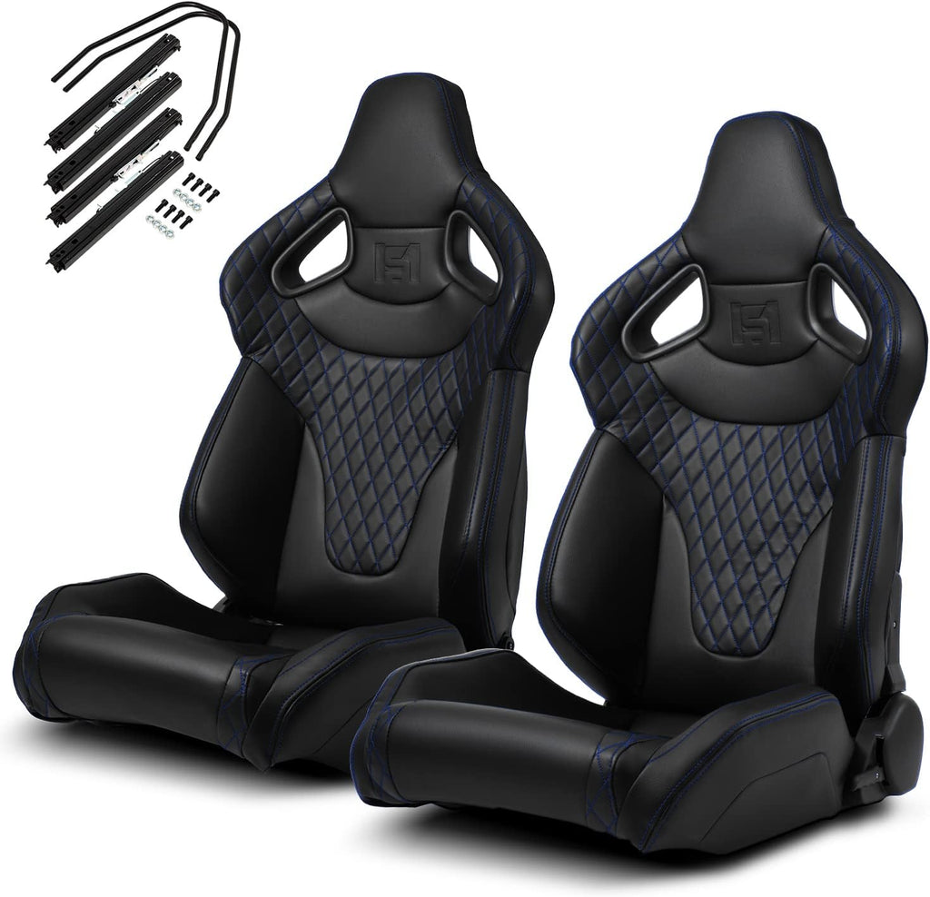 Black PVC Racing Seats with Slider Q667542