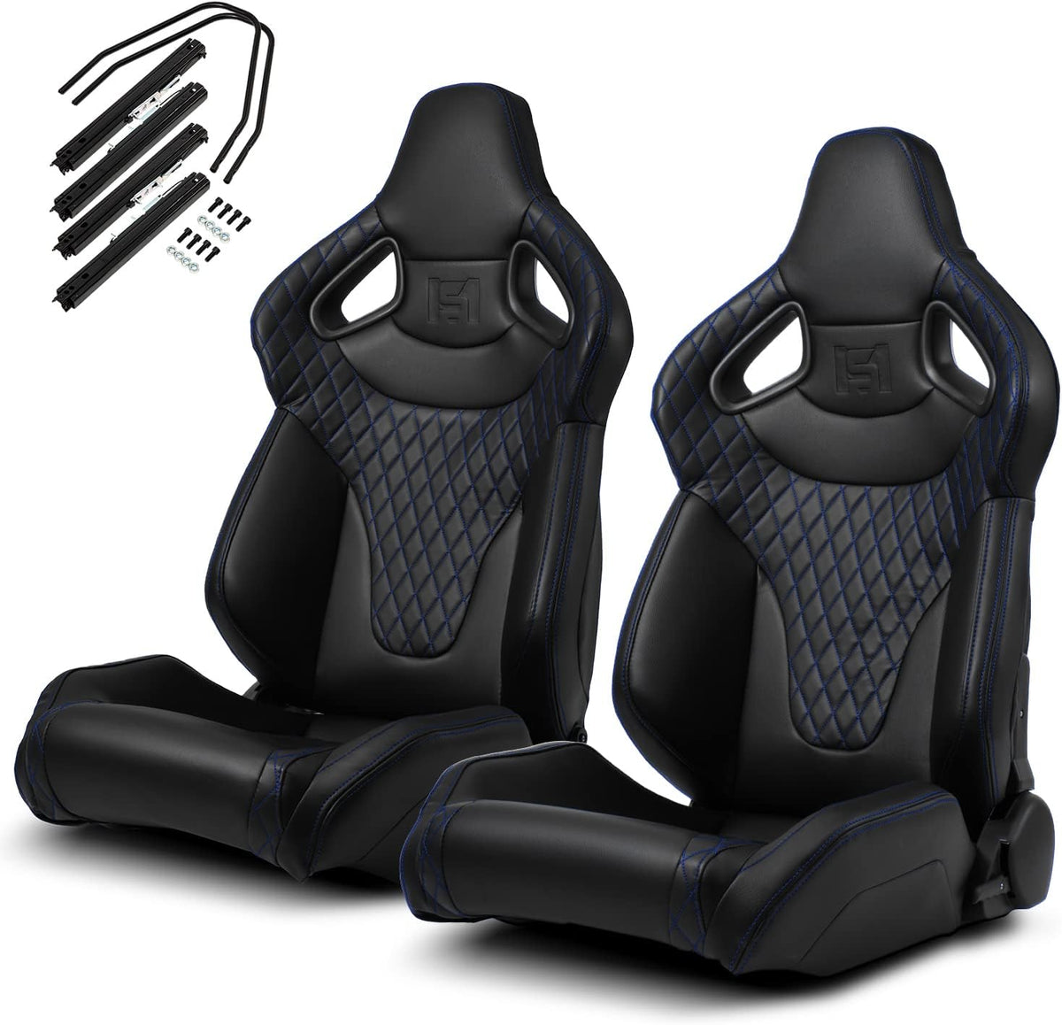 Black PVC Racing Seats with Slider Q667542