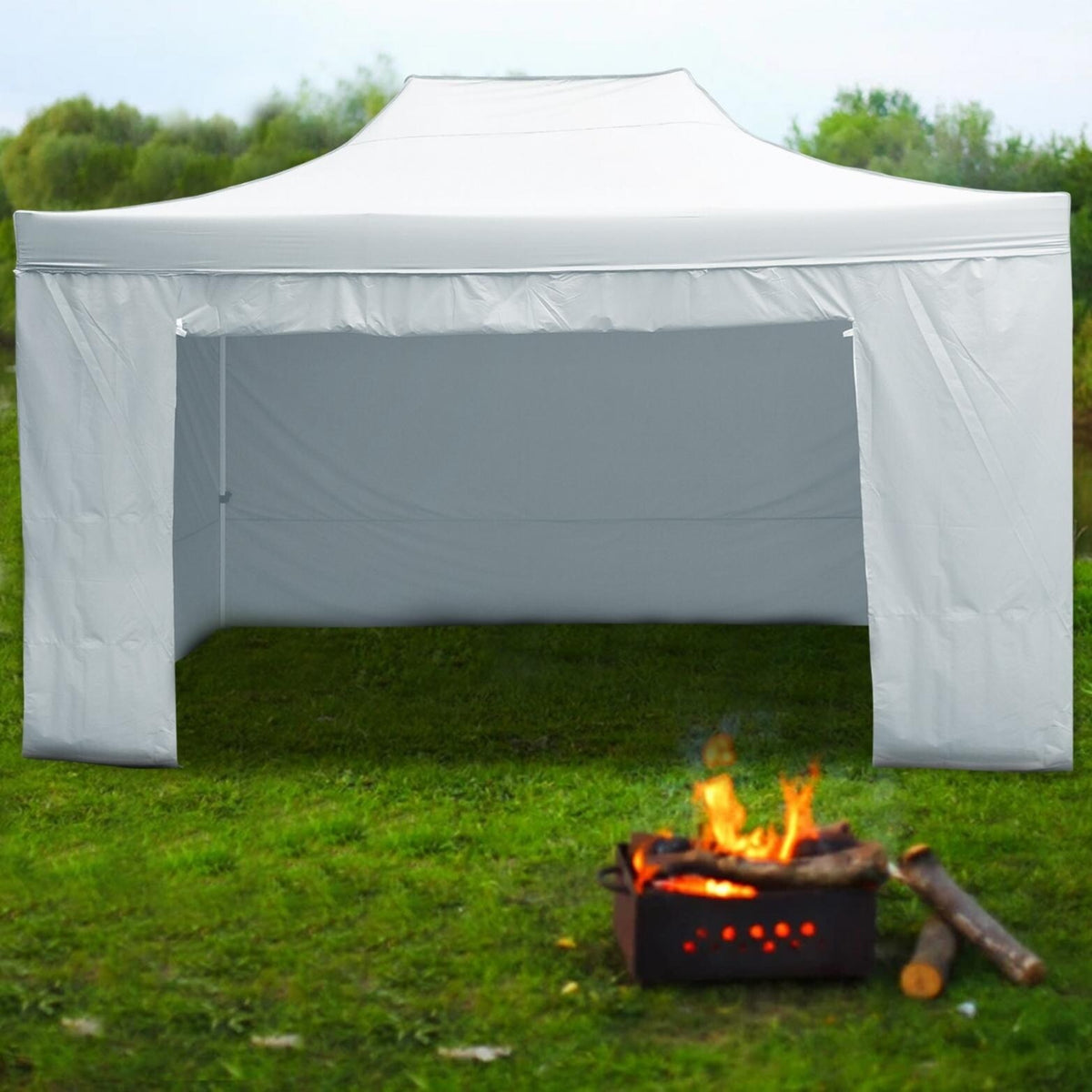 Silver Commercial Tent with 6 Removable Sidewall Q587901