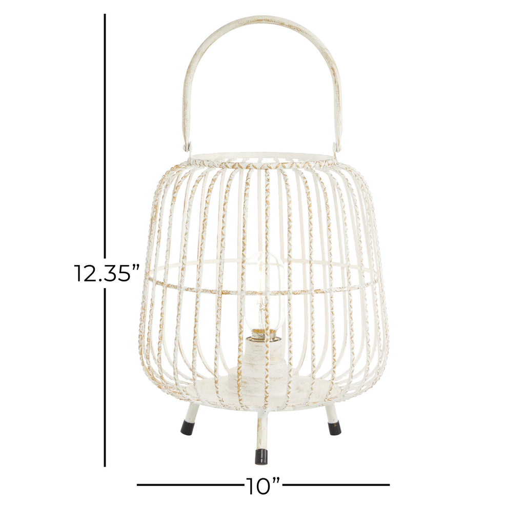 White Metal Caged Lantern U7496
