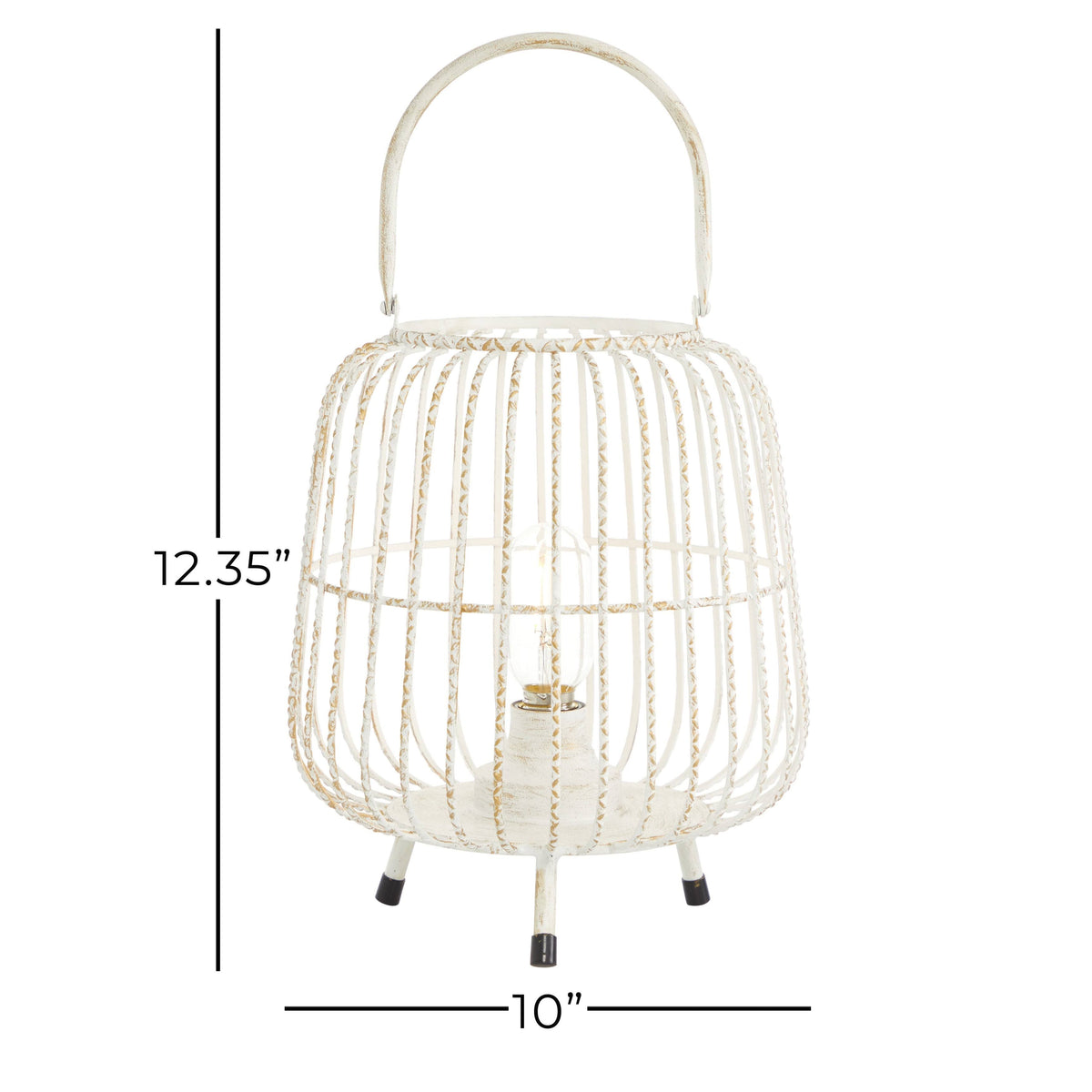 White Metal Caged Lantern U7496