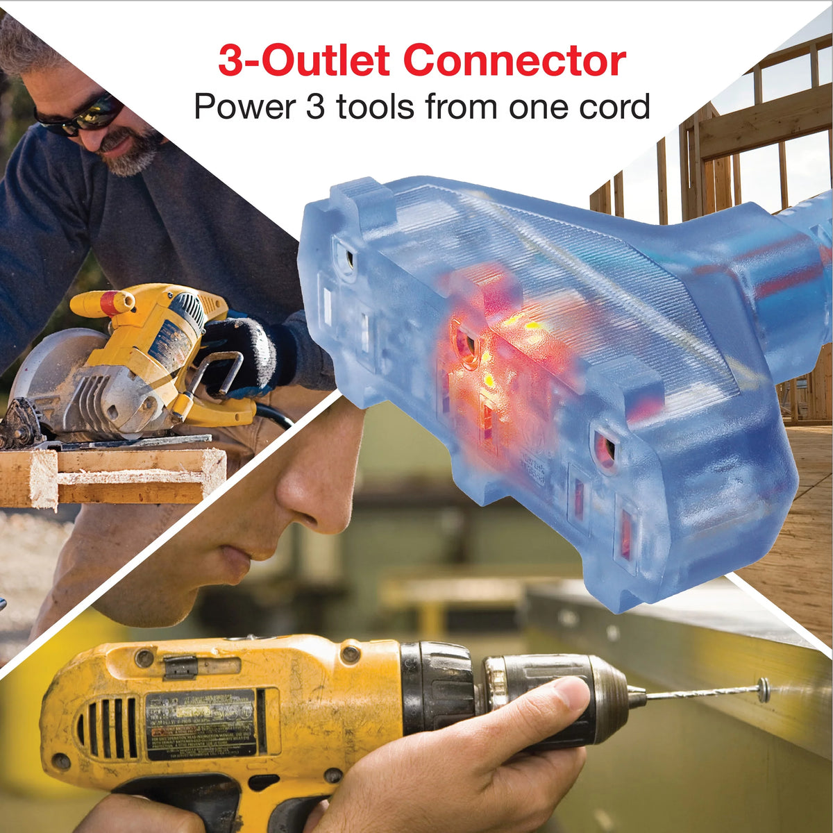 12/3 50 ft 3-Outlet Extension Cord with Lighted Connector I200739