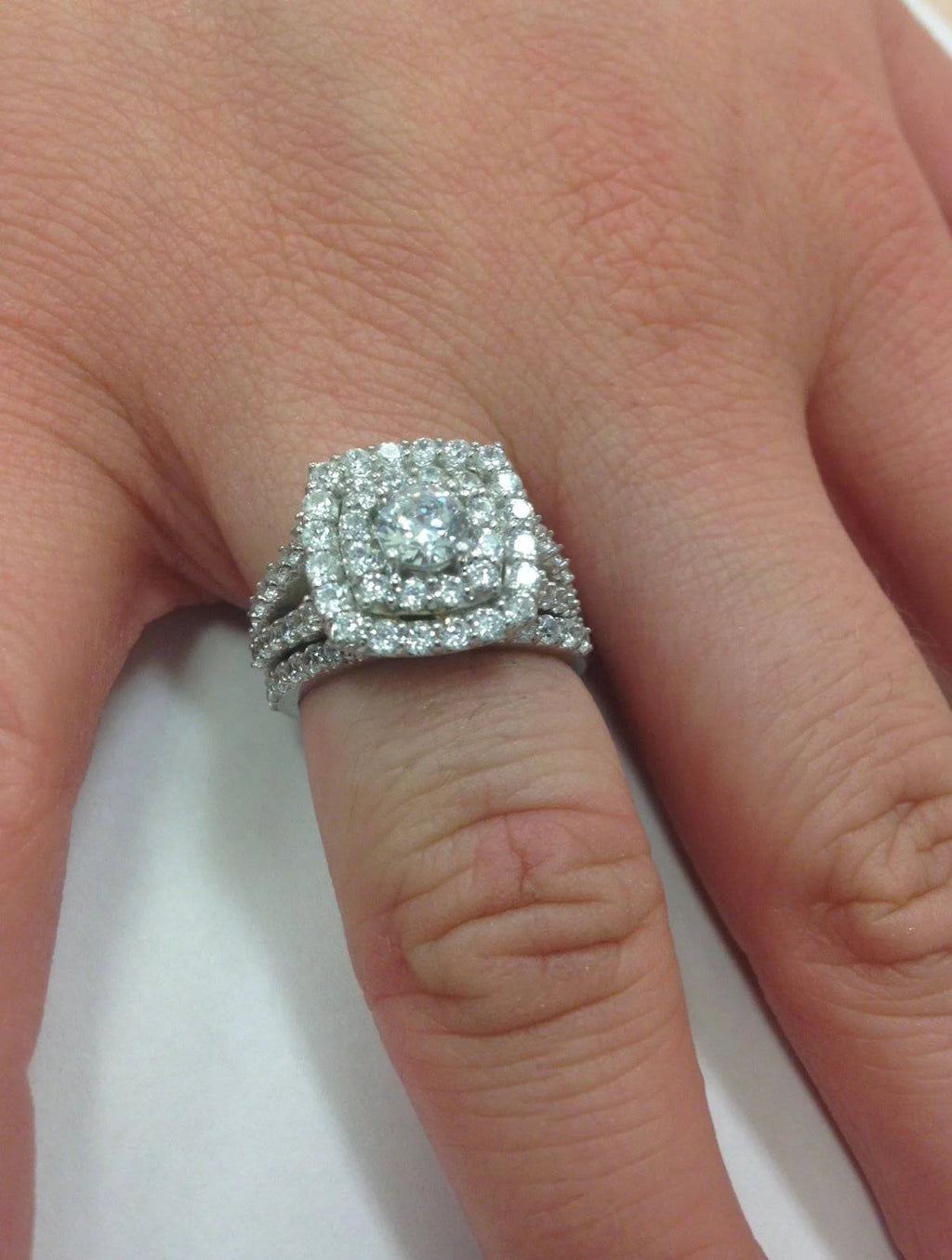 2 Ct Diamond Engagement Halo Ring Set L364