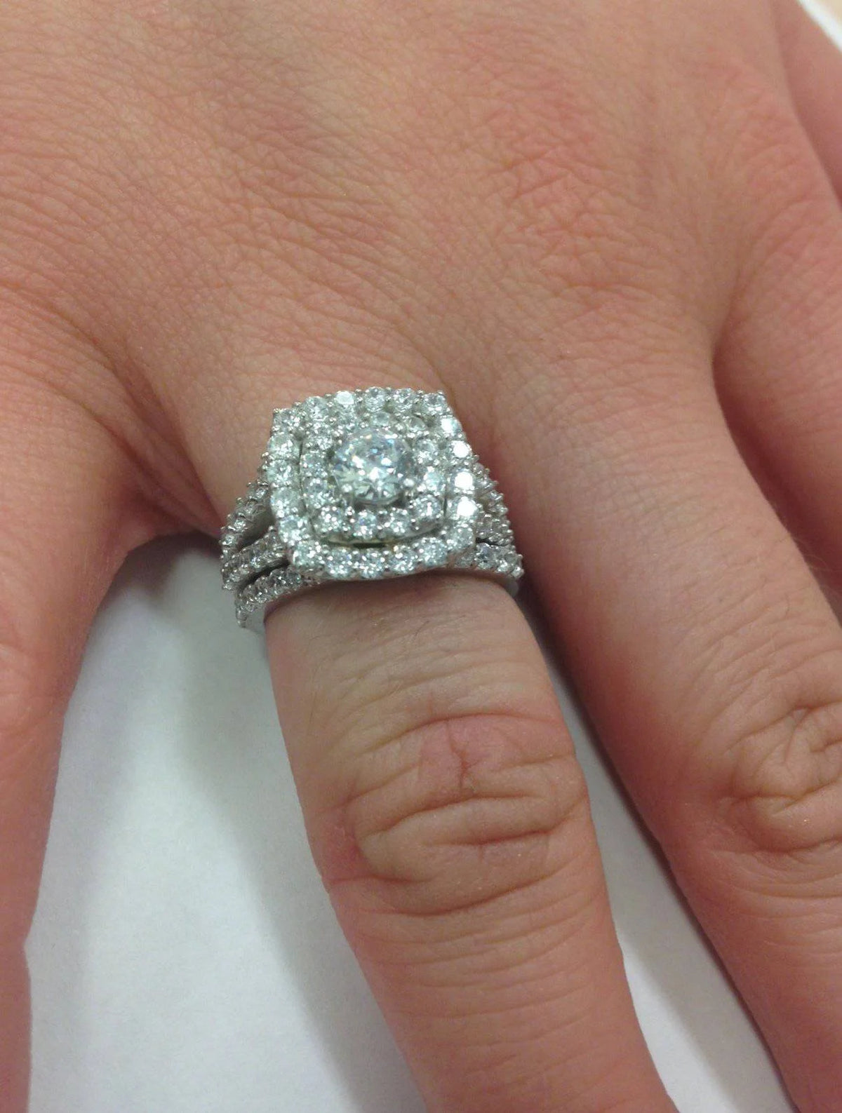 2 Ct Diamond Engagement Halo Ring Set L364