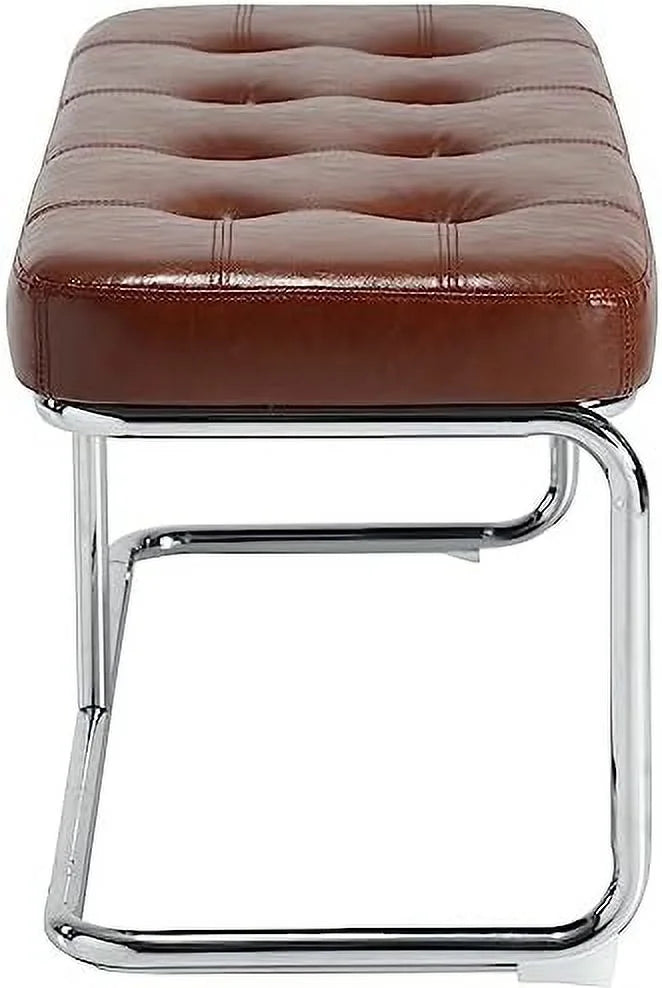 39 Inch Upholstered Leather Dining Bench with Metal Legs I77870