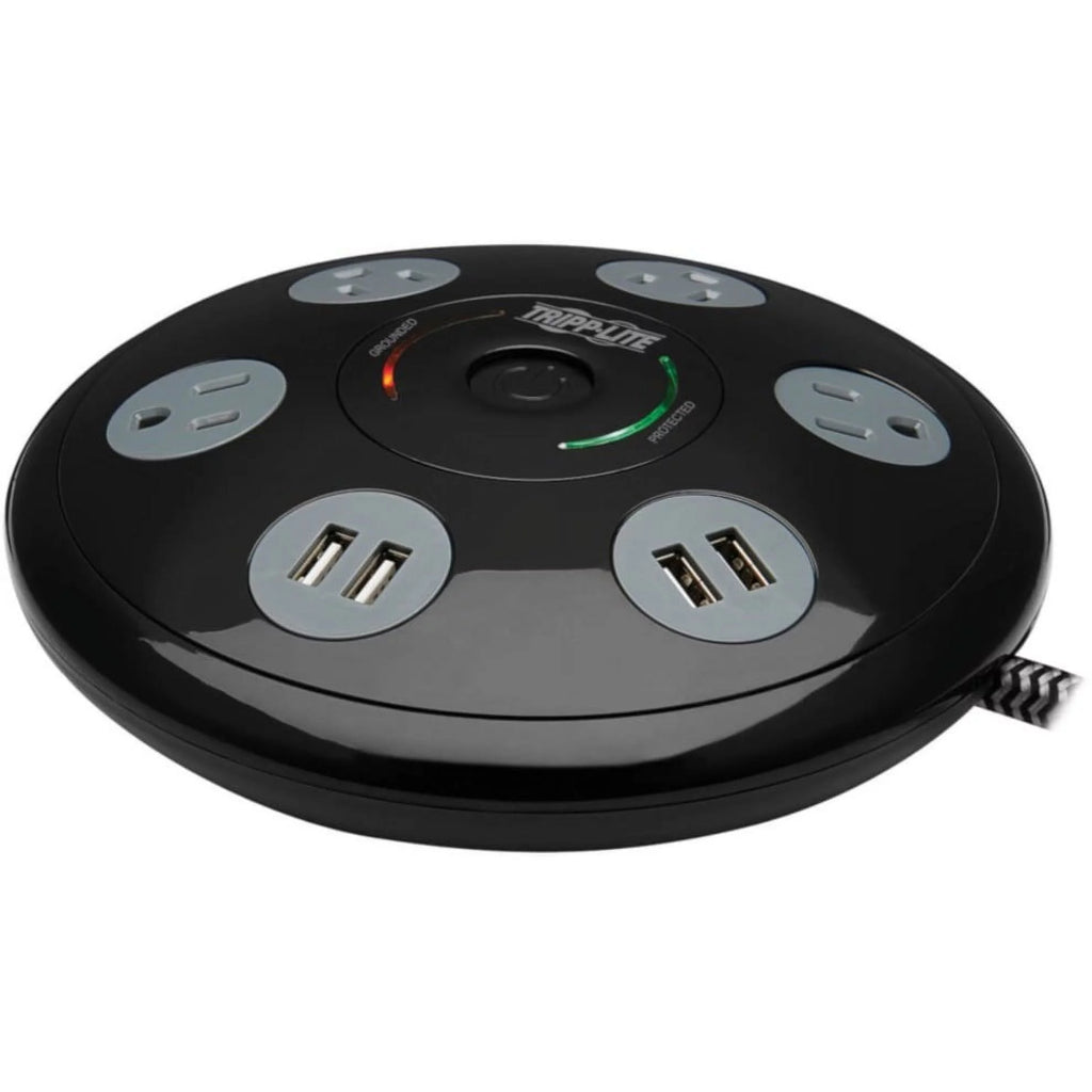 Surge Protector with 4 Outlets & 4 USB-A Ports 6ft Cord Black M39475