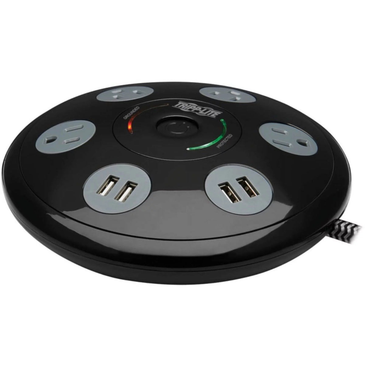 Surge Protector with 4 Outlets & 4 USB-A Ports 6ft Cord Black M39475