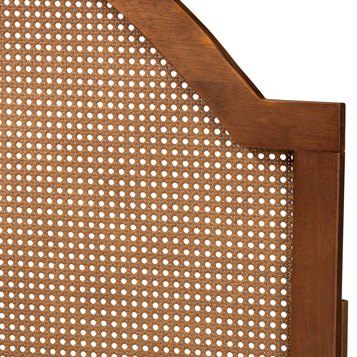 Ash Walnut Finished Wood King Size Headboard with Rattan Y2136