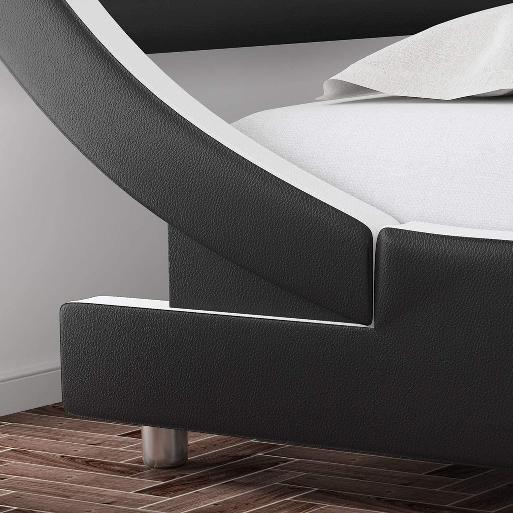 Black Queen Size Faux Leather Platform Bed Frame K7784