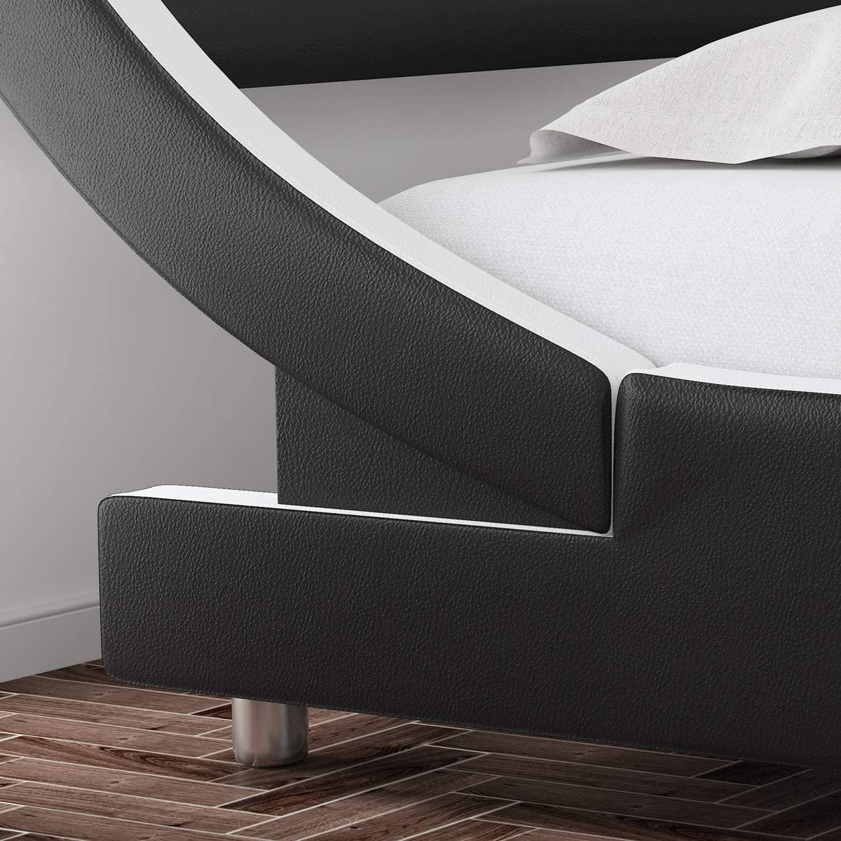 Black Queen Size Faux Leather Platform Bed Frame K7784