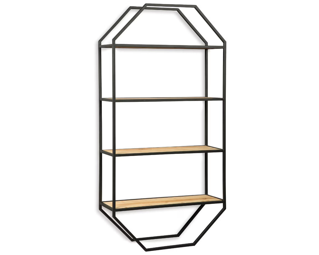 Black/Natural Wall Shelf Q342