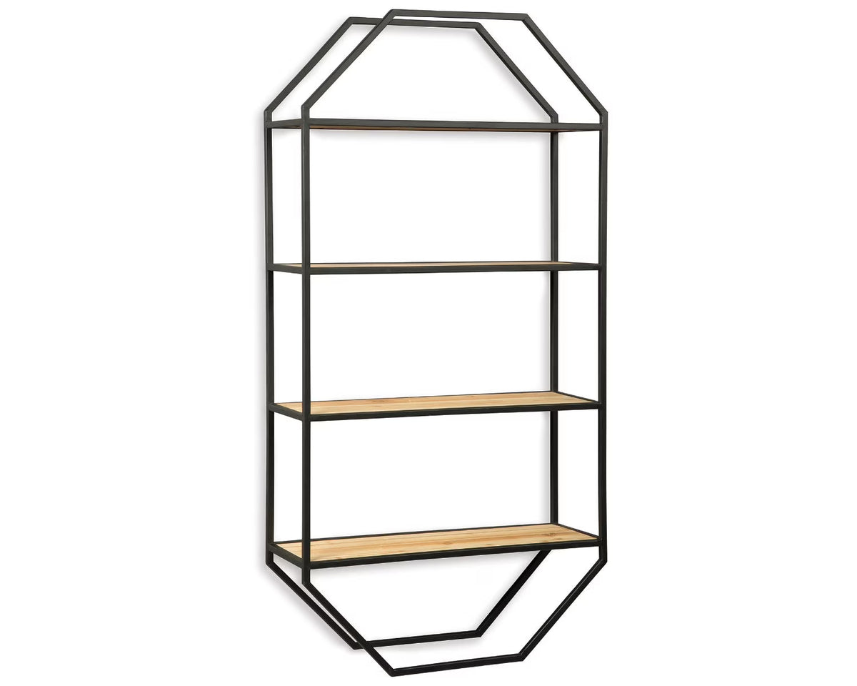 Black/Natural Wall Shelf Q342