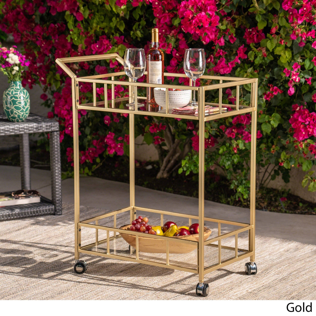 Black Glass Bar Cart K777