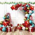 Red and Green Christmas Balloon Arch Kit with Candy Cane and Star Foil Balloons P14236