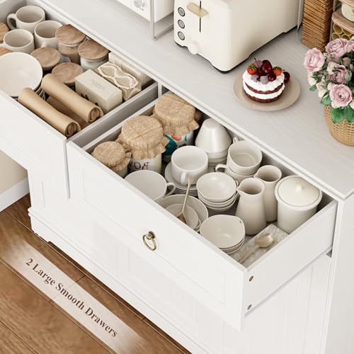 White Kitchen Pantry Cabinet with Charging Station J822208