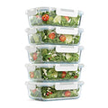 5-Pack Two Compartments Glass Storage Containers with Locking Lids, 27 oz. P3030