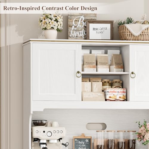 White Kitchen Pantry Cabinet with Charging Station J822208