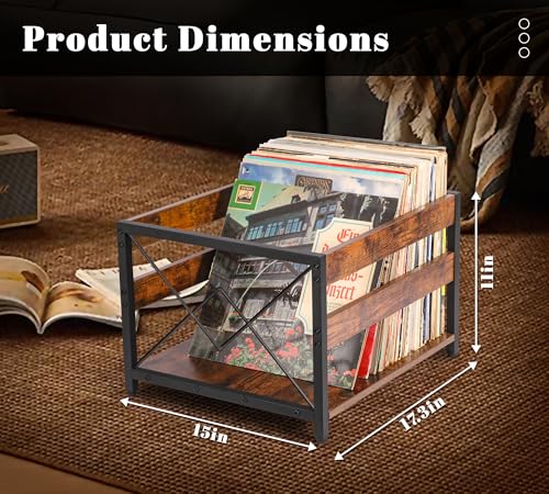 Brown Wooden Vinyl Record Storage Crate Z89307